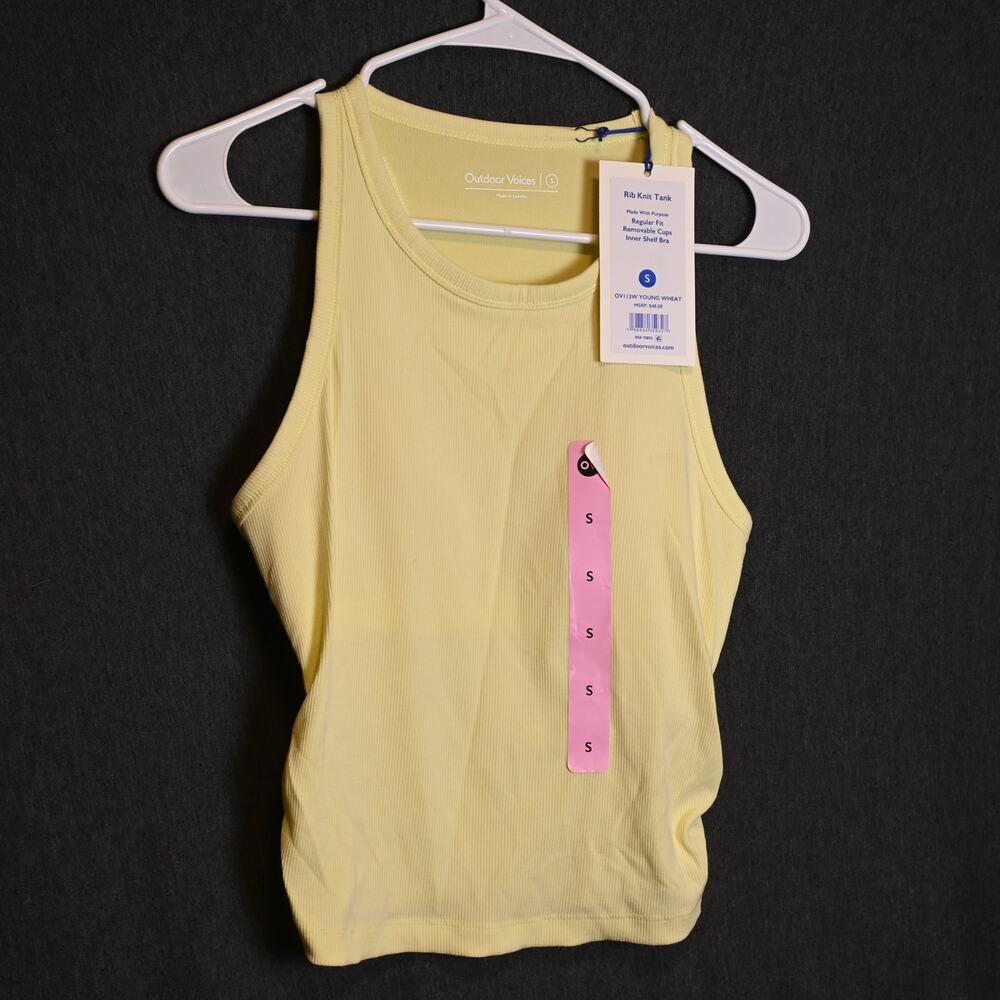 NEW Outdoor Voices Women's S Rib Knit Tank Top Young Wheat Yellow NWT